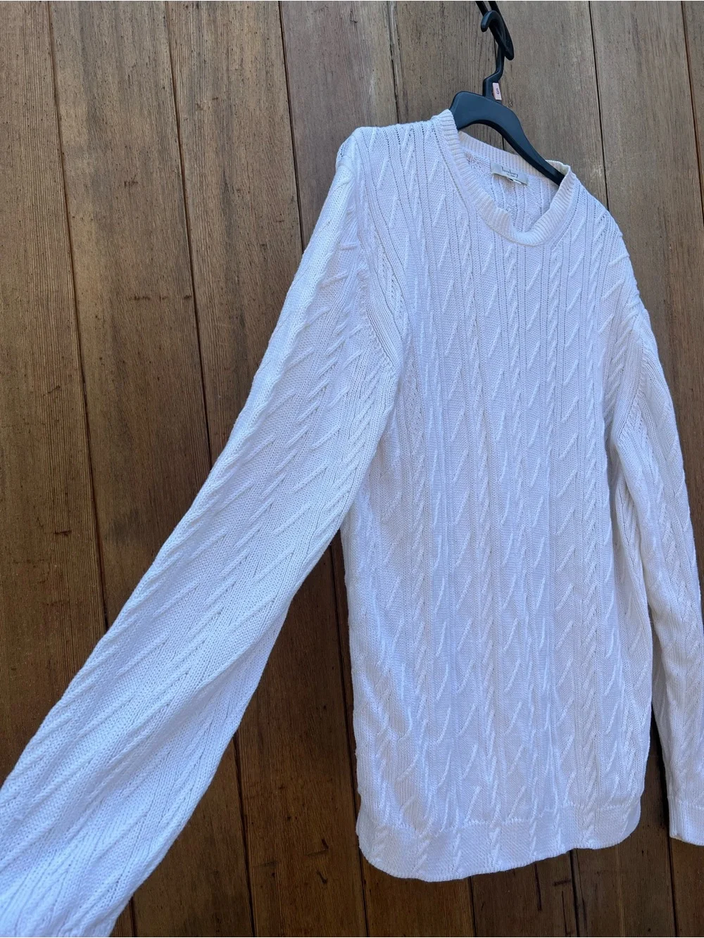 Turnbury 1980 White Cable-Knit Crewneck Sweater mes - Unbranded 100%cotton sizeL